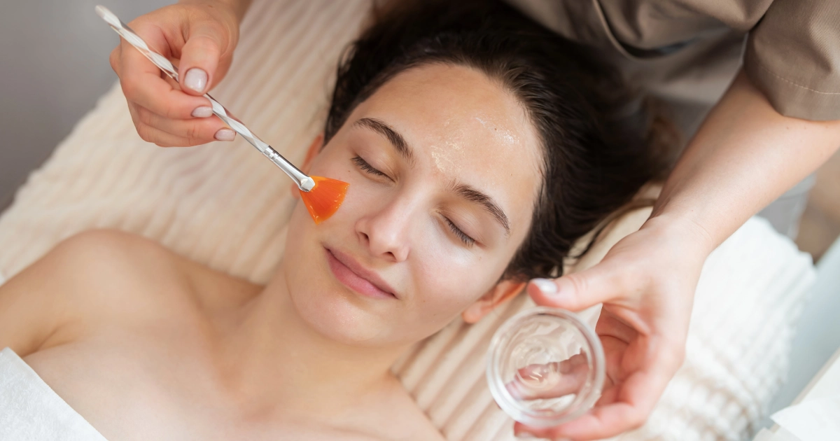 A person receiving a chemical peels treatment at a Milton, MA spa
